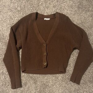 Good American Chocolate Ribbed Cardigan